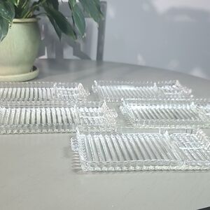 Vintage clear glass Sushi Tray Set Of 4